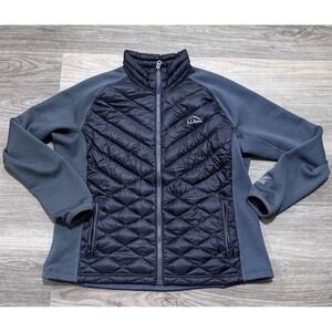 L.L.Bean Women's 850 DownTek Puffer Front Fleece Jacket Size XL Black/ Gray